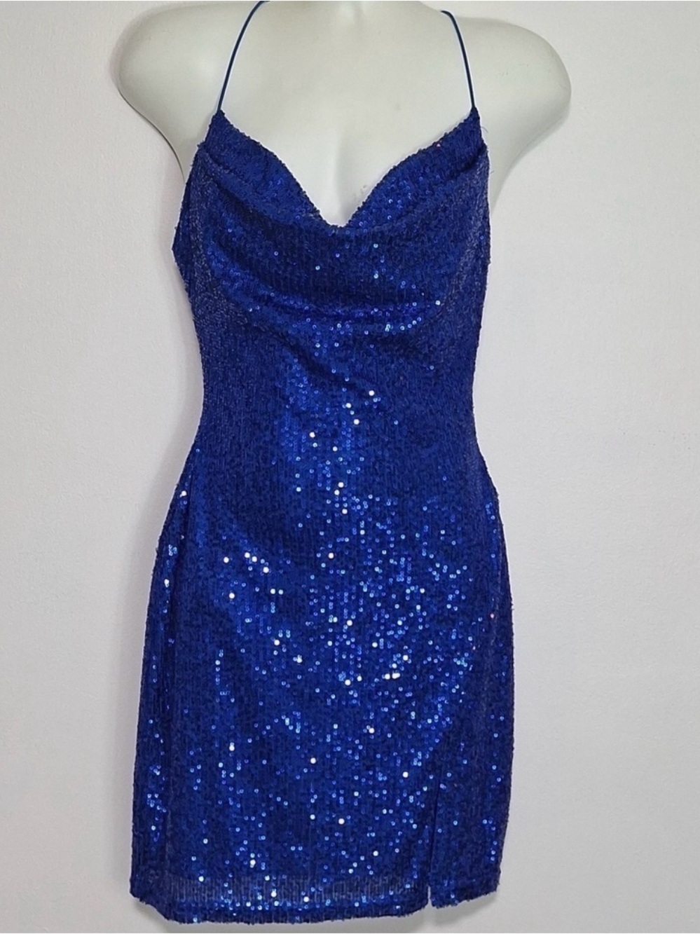 Windsor Dresses | Nwt Windsor Glitzy Babe Royal Blue Sequin Mini Dress, Size M